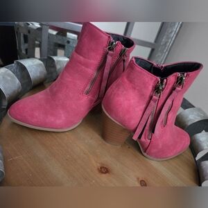 Journee Collection Pink Suede Heeled Boots